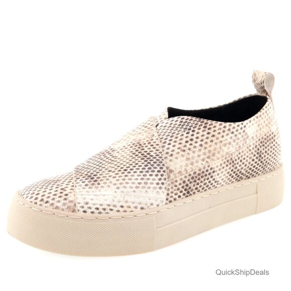 Genuine Leather Flatform Sneakers with Hidden Wedge and Asymmetrical Strap